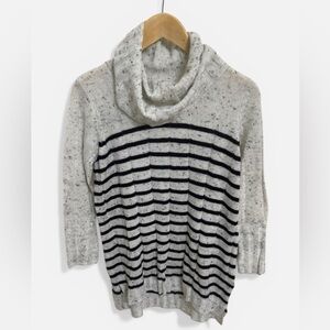 Anthropologie Moth Cream and Black Striped Cowl Neck Sweater